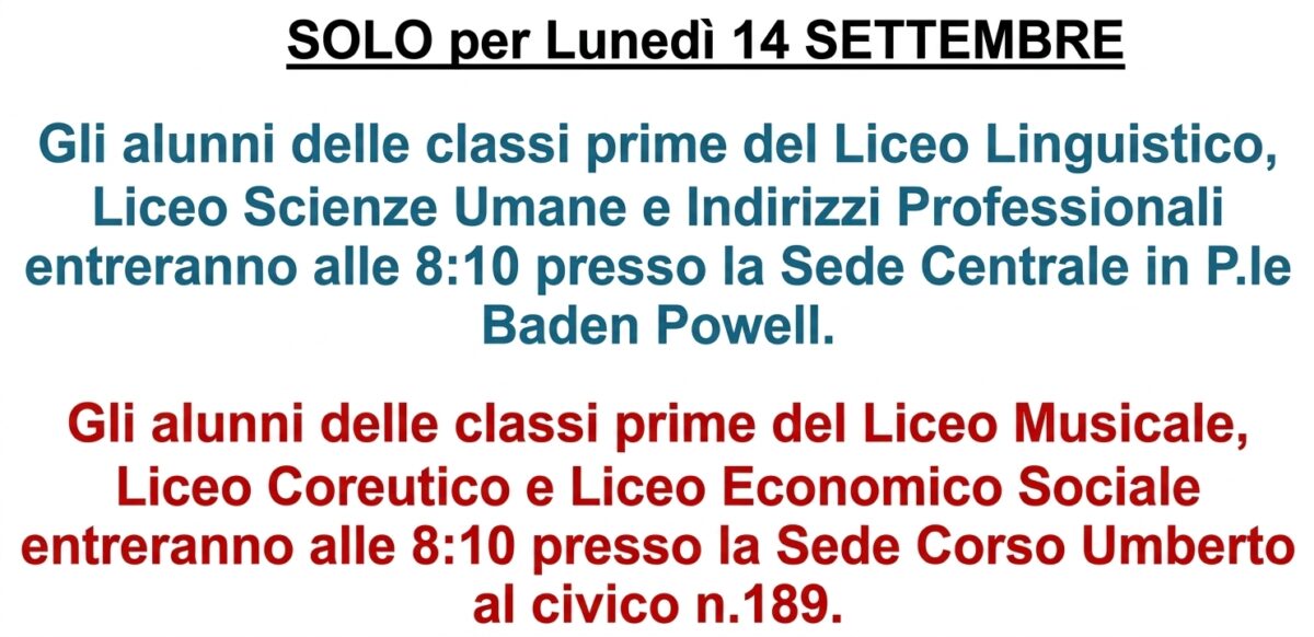 Comunicato classi prime